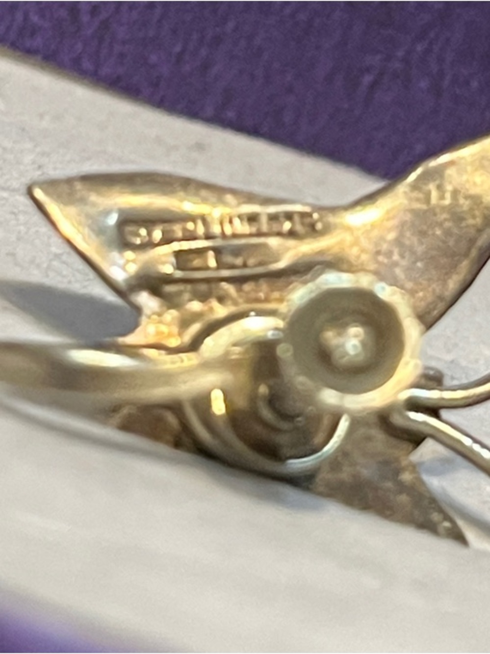 Vintage Sterling Silver Abalone Butterfly Screw Back Earrings - Picture 5 of 9